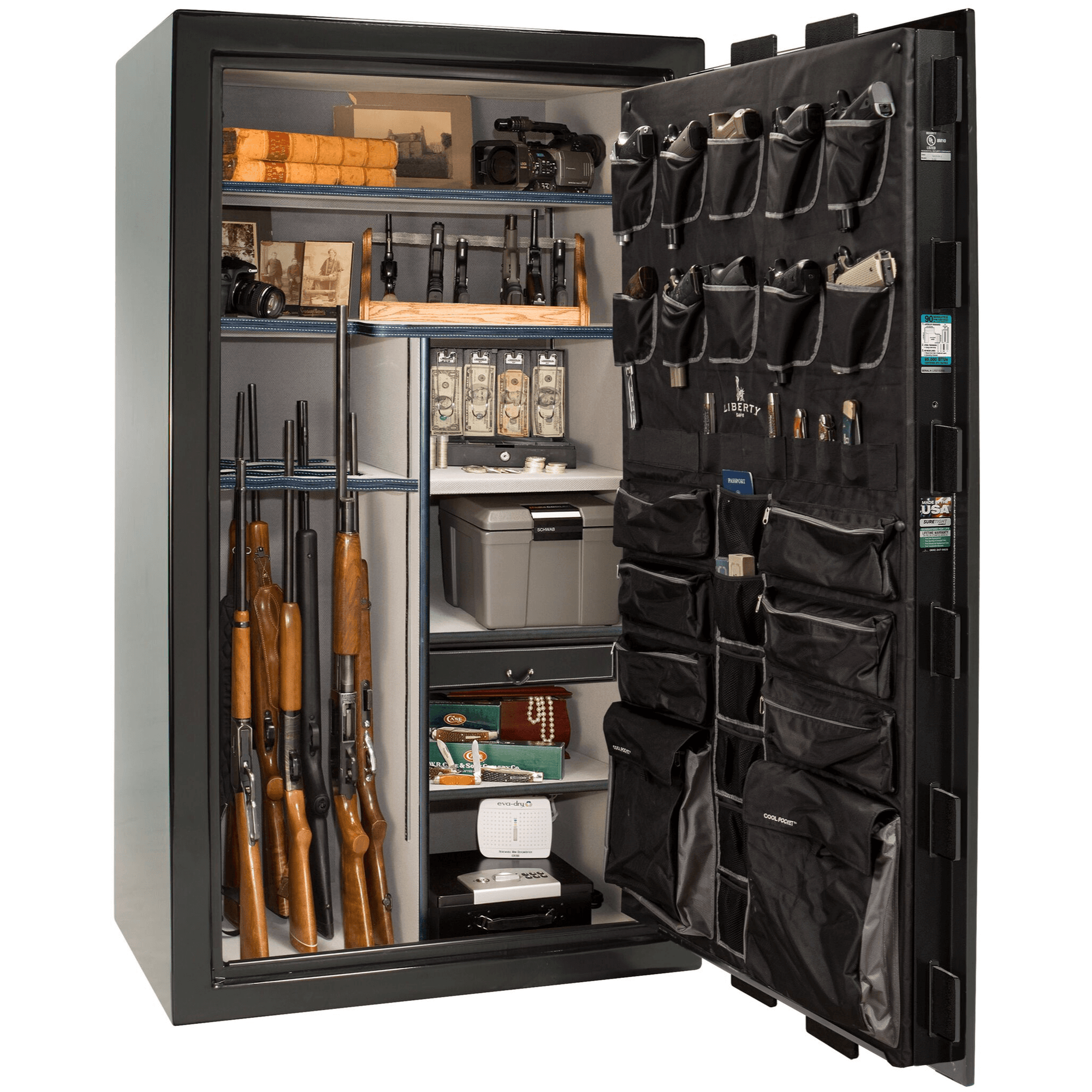 Lincoln Series | Level 7 Security | 2 Hour Fire Protection | 50 | Dimensions: 72.5”(H) x 42”(W) x 27.5”(D*) | Textured Black | Mechanical Lock - Open