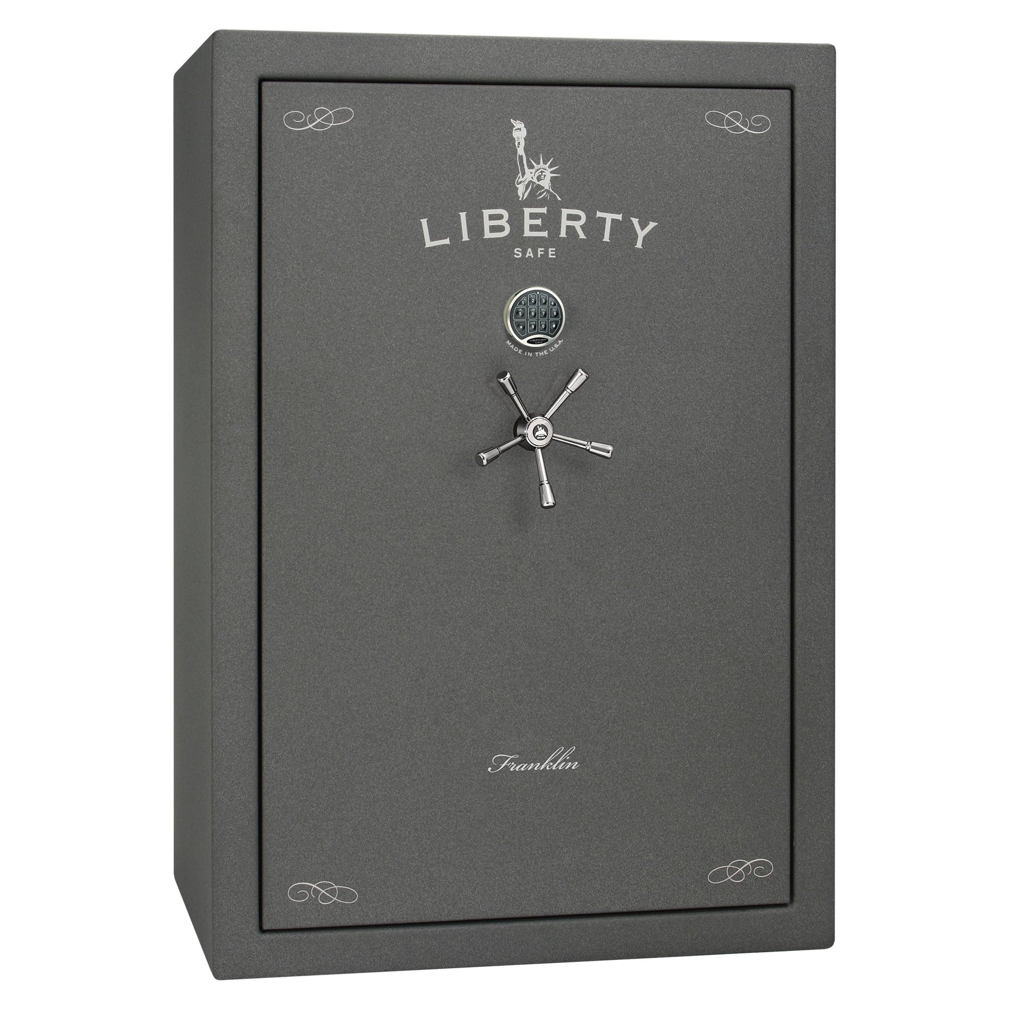 Franklin 45 | Pro Flex Interior | Level 5 Security | 110 Minute Fire Protection | Dimensions: 60.5"(H) x 42"(W) x 27.5"(D) | Up to 60 Long Guns | Granite Textured | Electronic Lock - Closed
